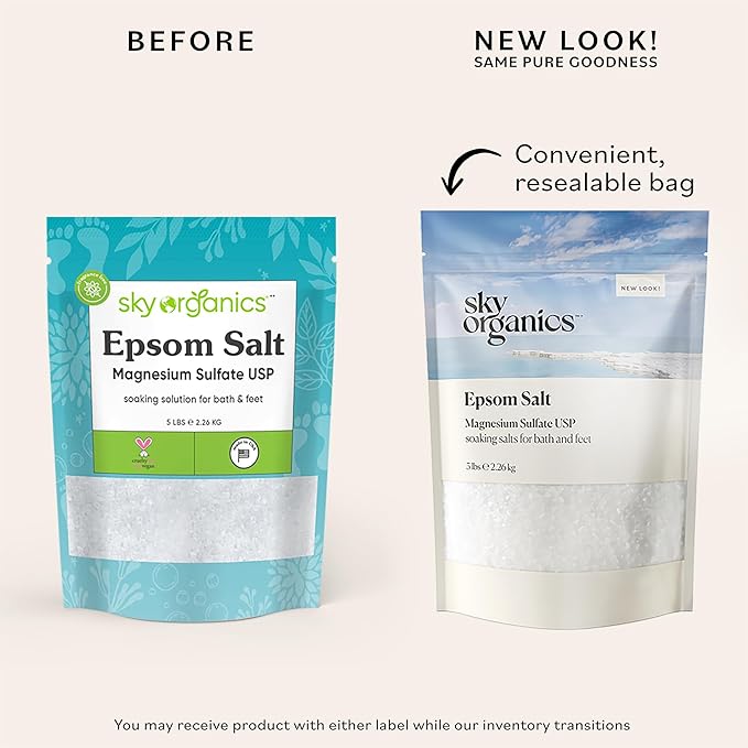 Sky Organics - Epsom Salt Bath Soak, 5 lbs - Magnesium Sulfate USP - 100% Pure - Image 2