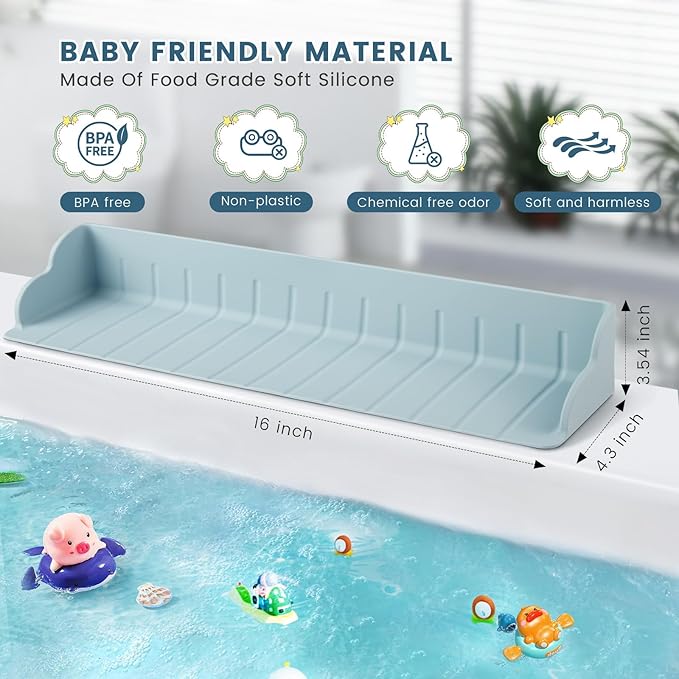 Bathtub Splash Guard for Tub, Silicone Bathtub Caddy Tray - Image 4