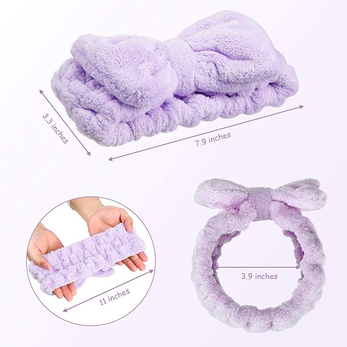 3 Pieces Wash Face Headband Makeup Spa Headband Towel Terry Hair Bands - Image 4
