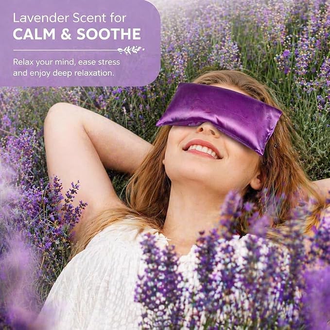 Lavender Eye Pillow for Relaxation, Weighted Eye Mask Heated for Headache - Image 7