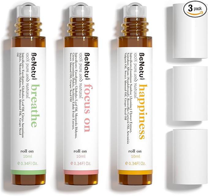 Benatu Essential Oil Blends Set, Natural Aromatherapy Roll On by benatu