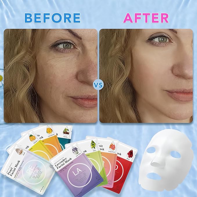 48 Packs Collagen Essence Sheet Facial Masks, Plant Extract and Sodium - Image 6