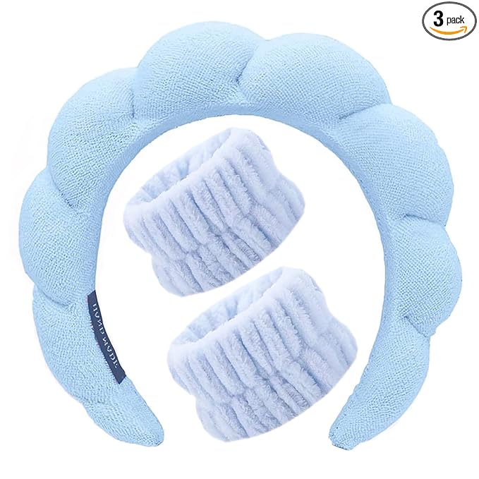 Spa Headbands for Washing Face Soft Puffy Bubble Headbands Wristband for Women by Unknown