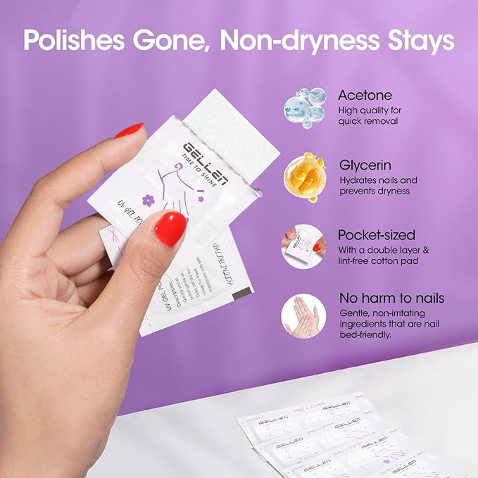 Gellen 100 Pack Nail Cleanser Pads and Polish Remover Pads, Acetone Nail Polish - Image 4