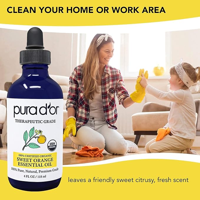 PURA D'OR Organic Sweet Orange Essential Oil 100% Pure & Natural Therapeutic - Image 4