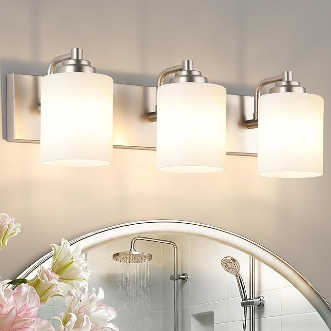 SOLFART Modern Brushed Nickel 3 Light Vanity Sconces by SOLFART