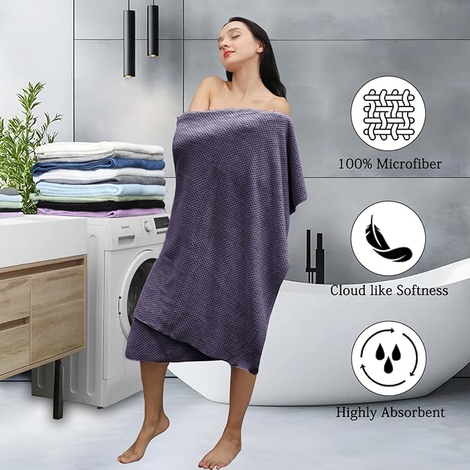 8-Piece Purplr Bath Towels Set, 2 Oversized Large Bath Towels Sheet, 2 Hand - Image 3
