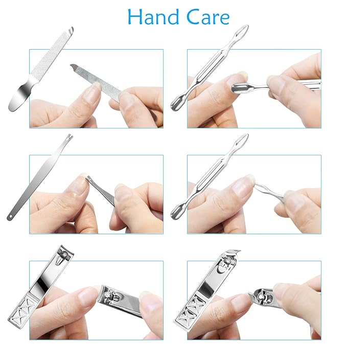 Teamkio Manicure Pedicure Set Nail Clippers Travel Hygiene Kit Stainless Steel - Image 6