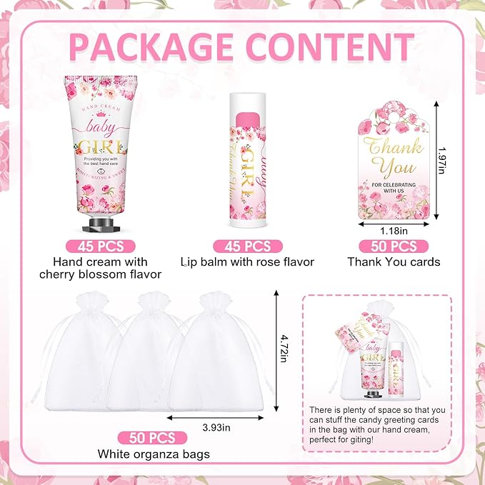 VISCOO 45 Sets Baby Shower Hand Cream and Lip Balm Gifts, Baby Shower Party - Image 2
