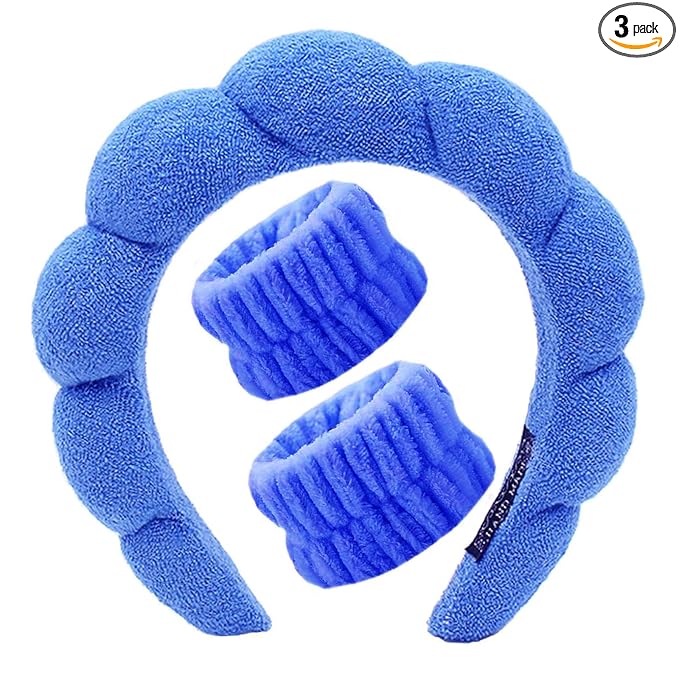 Spa Headbands for Washing Face Soft Puffy Bubble Headbands Wristband for Women by Unknown