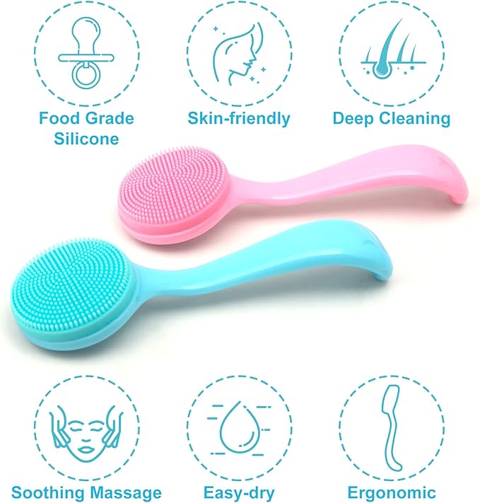 HINZIC 2 Pack Silicone Manual Facial Cleansing Brush, Skin Friendly Waterproof - Image 4