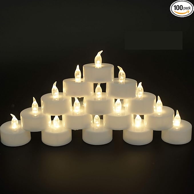 JUNPEI Battery Operated Powered Tea Lights : Realistic Tea Lights Flickering by JUNPEILEDTEACANDLES
