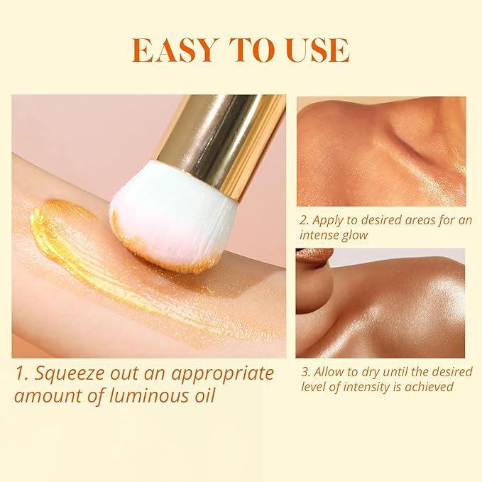 Liyalan Shimmer Body Oil Golden Brown Color 1.0 fl.oz Face Glow Pearl - Image 8