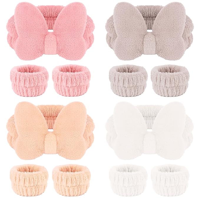 CAVETEE Spa Headband for Washing Face, 4 Pack Fuzzy Skincare Cute Butterfly by CAVETEE