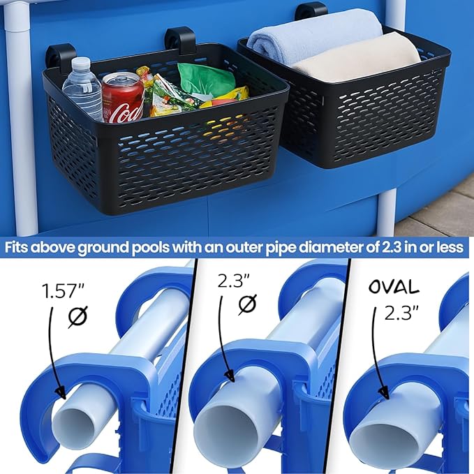 2 Packs XL Poolside Storage Basket – All in One Swimming Pool Organizer – Made - Image 2