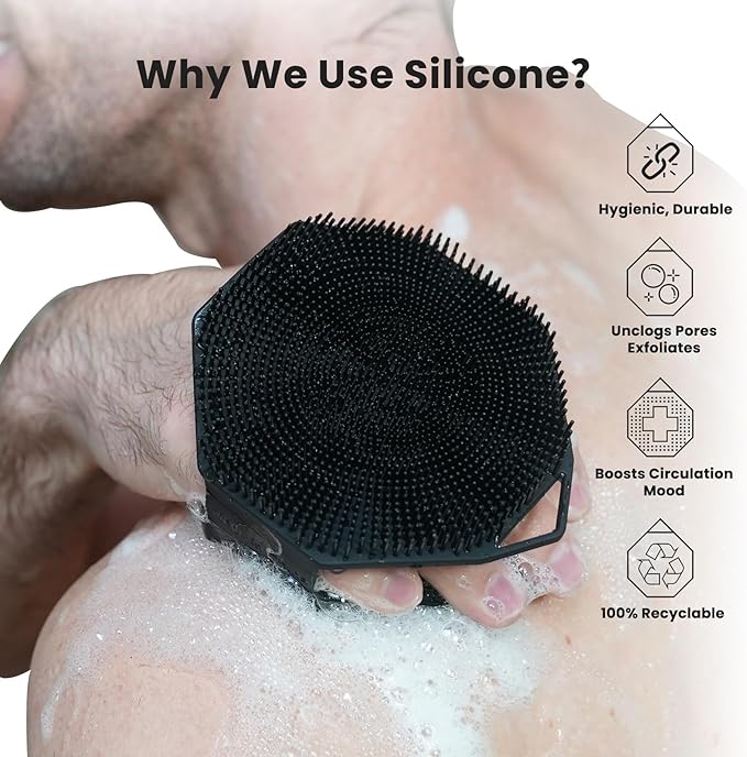 iTokGoK® Premium Silver-Infused Dual-Sided Design 2-in-1 Silicone Body Scrubber - Image 3