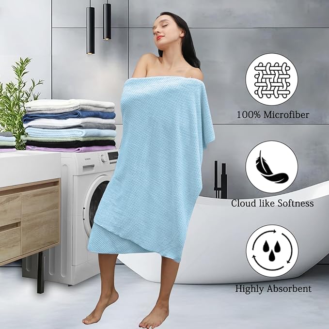 8-Piece Blue Bath Towels Set, 2 Oversized Large Bath Towels Sheet, 2 Hand - Image 3