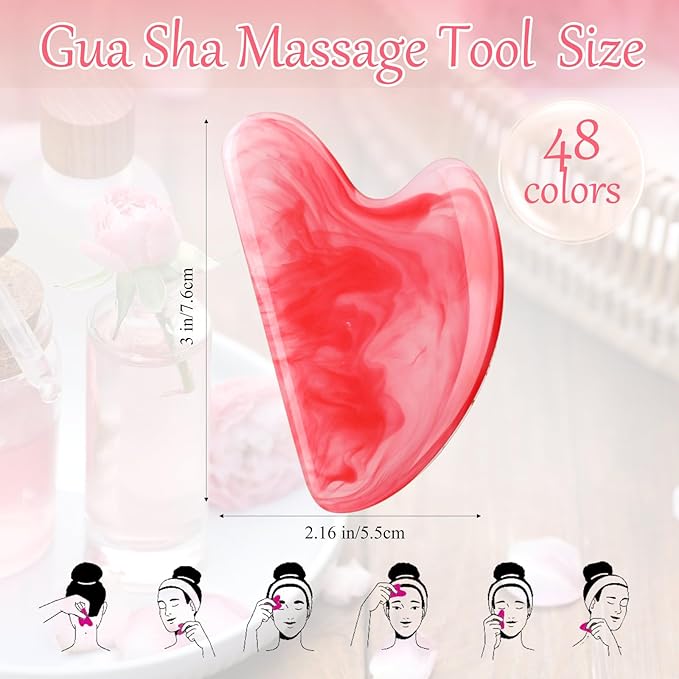 Sherr 48 Pcs Gua Sha Facial Tool Resin Gua Sha Massage Tool Heart Shaped Facial - Image 2