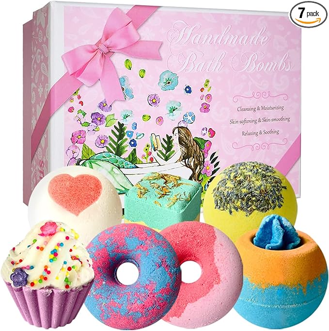 STNTUS INNOVATIONS Bath Bombs, 7 Natural Bath Bomb Gift Set, Handmade Bubble by Perjoy+