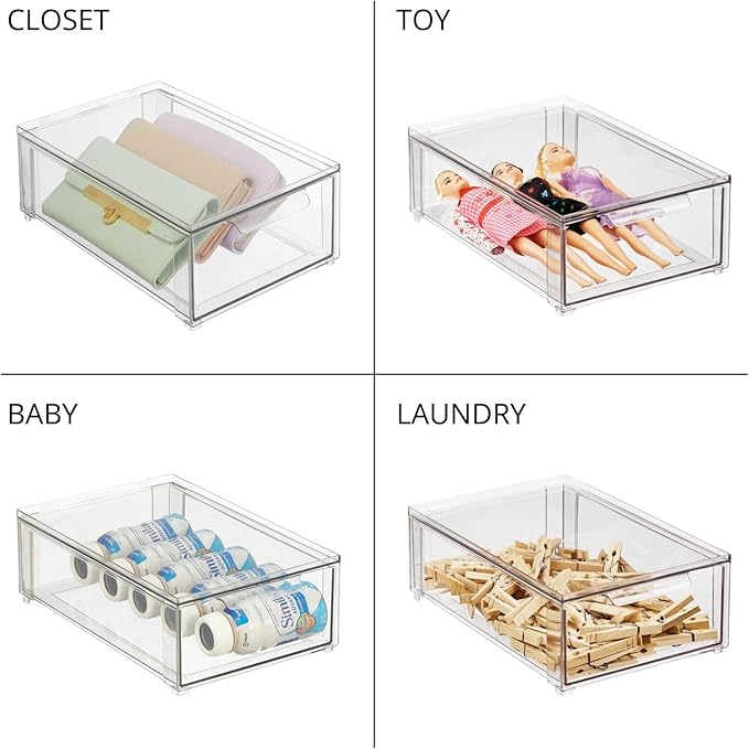 mDesign Plastic Stackable Bathroom Storage Organizer Bin Containers - Image 6