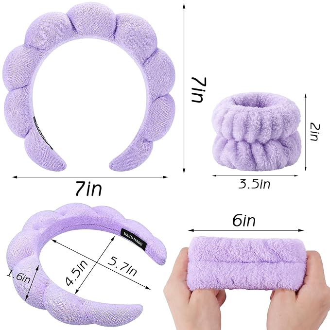 Zkptops Spa Headband for Washing Face Wristband Set Sponge Makeup Skincare - Image 6