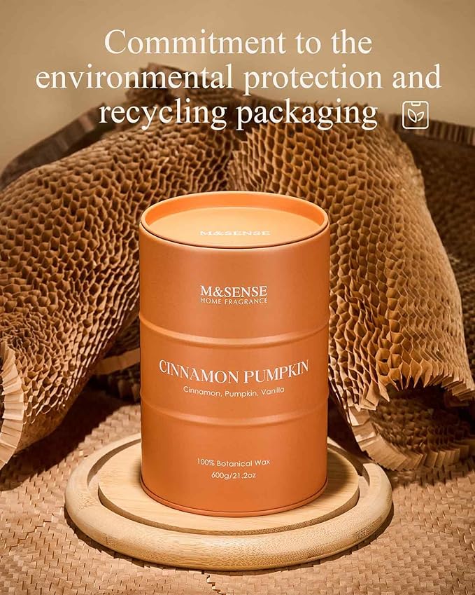 M&SENSE Cinnamon Pumpkin Scented Candles Large, Christmas Soy Candles, 21.2oz - Image 6