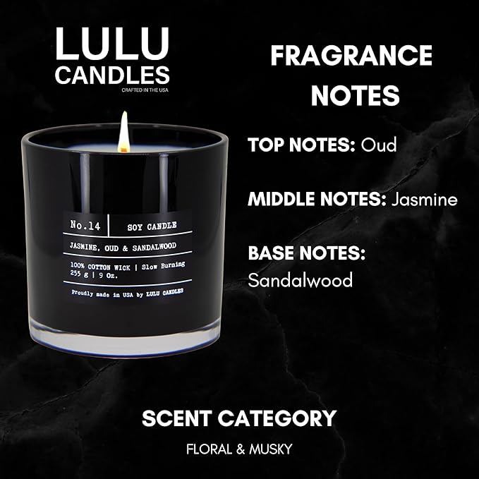 Lulu Candles | Jasmine, Oud & Sandalwood | Luxury Scented Soy Jar Candle | Hand - Image 2