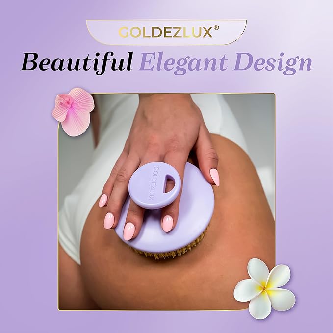 GOLDEZLUX® Dry Body Brush Cruelty-Free Firm Bristles Exfoliate Promote Smooth - Image 6