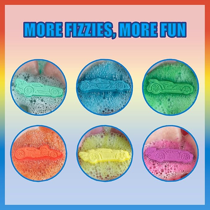 Hot Wheels 6 Piece Bath Bombs for Kids, Bubble Gum Scented, Bath Toys for Kids - Image 3