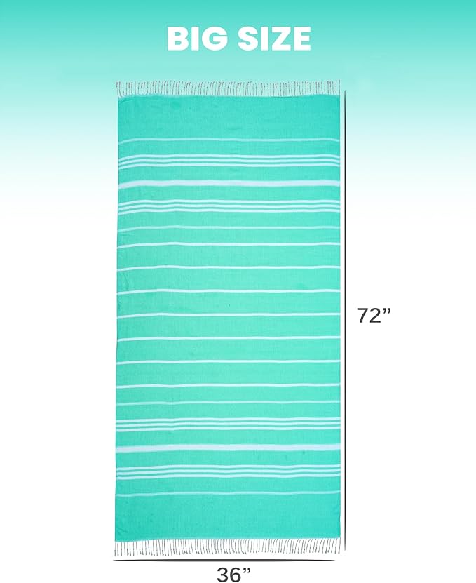 2 Packs Cotton Turkish Beach Towels Quick Dry Sand Free Soft Absorbent Adult - Image 5