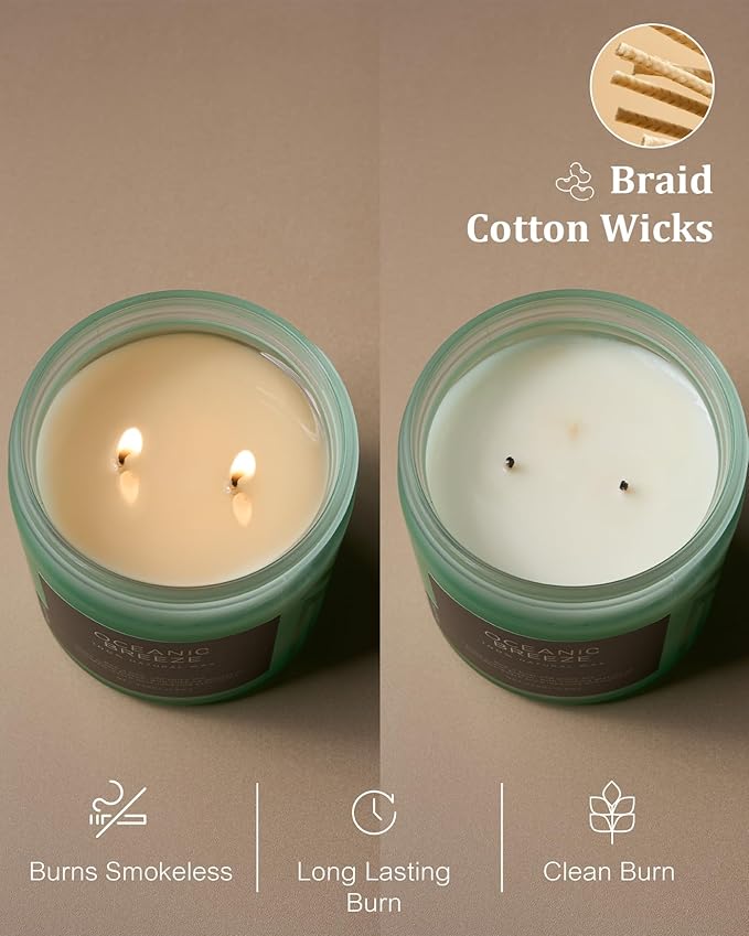 M&SENSE Candle Oceanic Breeze Scented, 11.6oz 70 Hour Long Lasting 2 Wick - Image 5