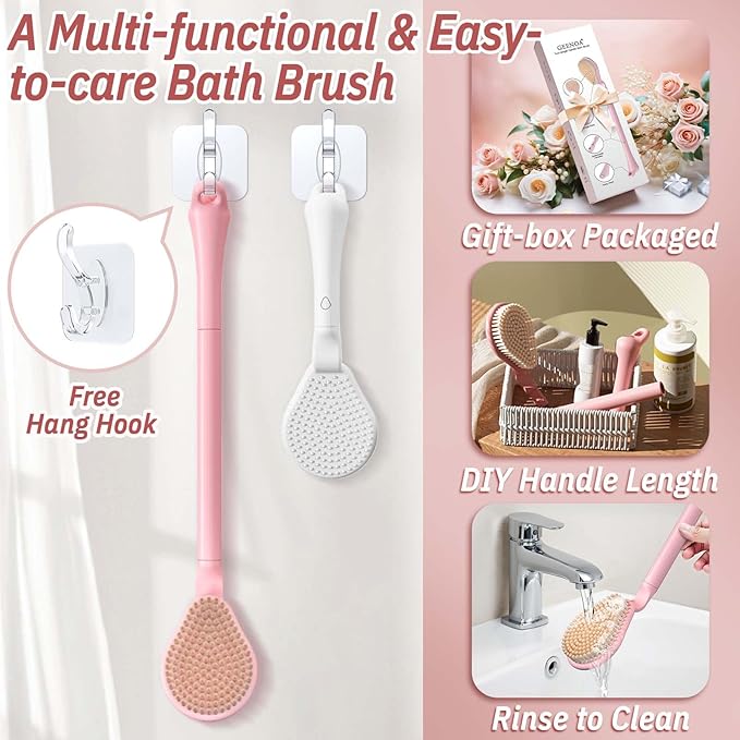 Back Scrubber for Shower, 19’’ Detachable Long Handle Shower Body Scrubber for - Image 6