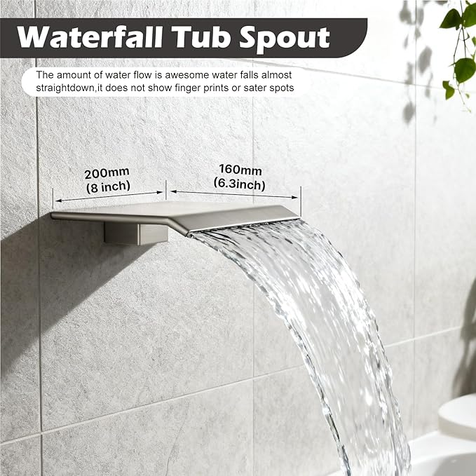 Midanya Shower System with Tub Spout, Bathtub Shower Faucet Set with Square - Image 3