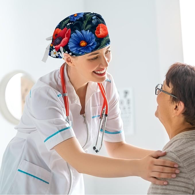 Scrub Cap with Hair Scrunchy, Ponytail Holder Surgical Cap - Image 6