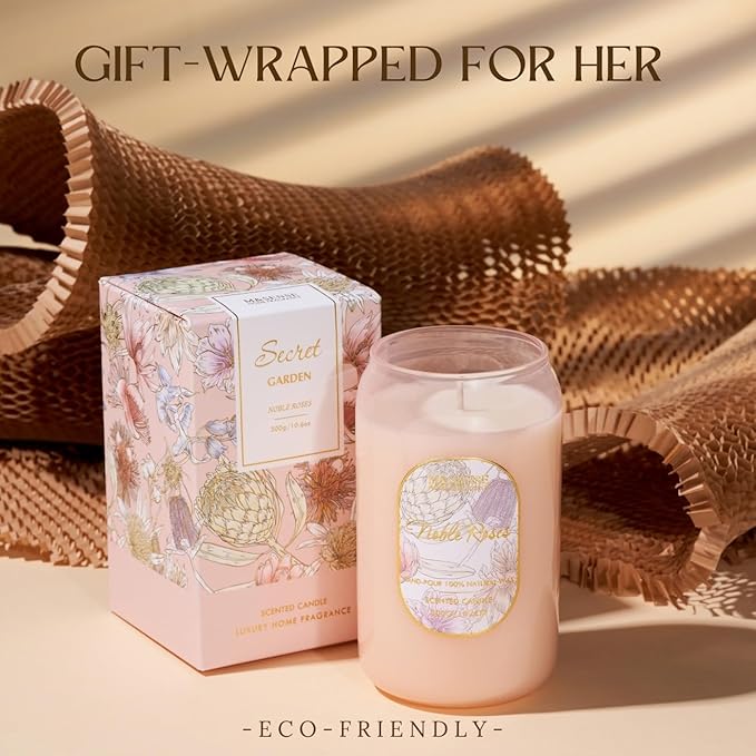 M&SENSE Aromatherapy Pink Soy Scented Candle Gift-Fresh Roses Scent, 10.6 oz - Image 6
