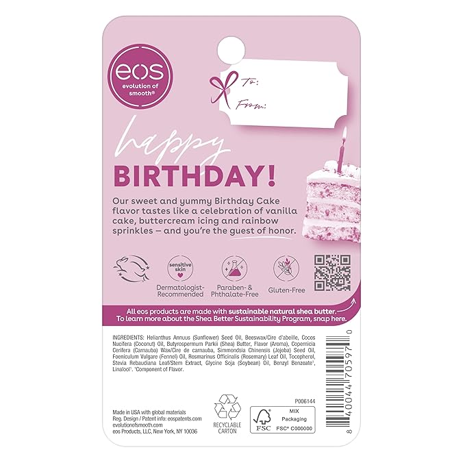 eos Shea Lip Balm, Birthday Cake | All-Day Moisture | 0.25 oz | Pack of 2 - Image 8