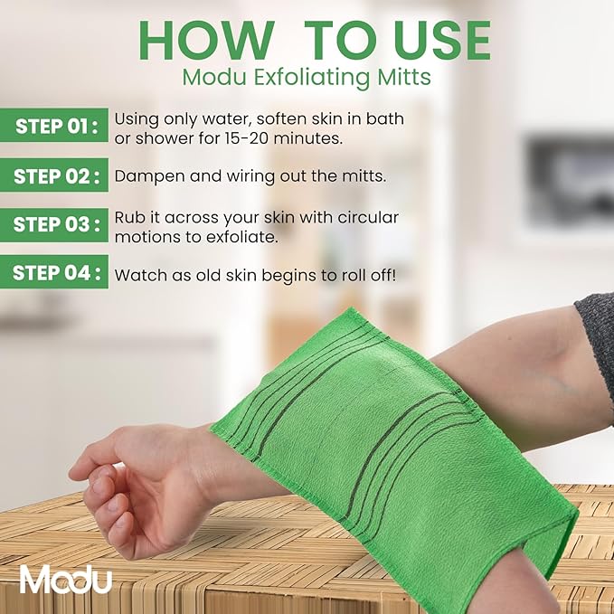 Modu Korean Exfoliating Mitts Large 4PCS – Exfoliating Gloves Body Scrubber - Image 3