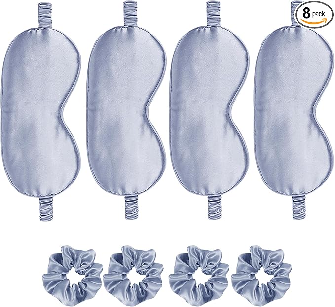 Satin Eye Mask 8Pcs Silk Sleep Masks Silky Blindfold Eyeshade Blackout Eyes by WJingYiJia