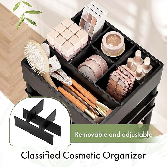 Amazer Bamboo Makeup Organizer Cart - Image 3