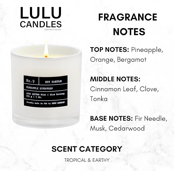 Lulu Candles | Pineapple Evergreen | Luxury Scented Soy Jar Candle | Hand - Image 2