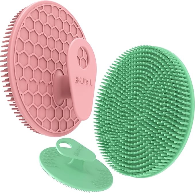 Silicone Body and Face Scrubber Set 3 Pack, BEAUTAIL Shower Bath Scrubber by BEAUTAIL