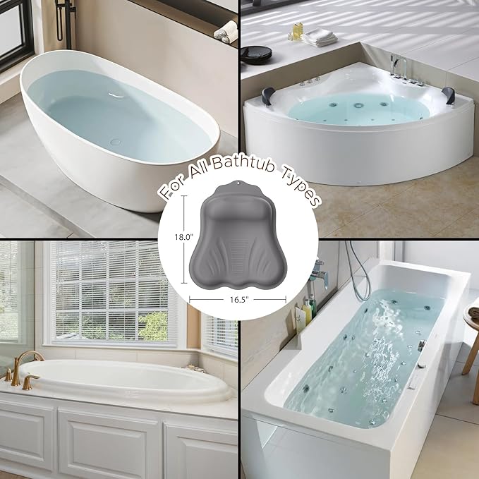 Bath Pillow for Tub, Adjustable Silicone Bathtub Pillows for Head and Neck - Image 7