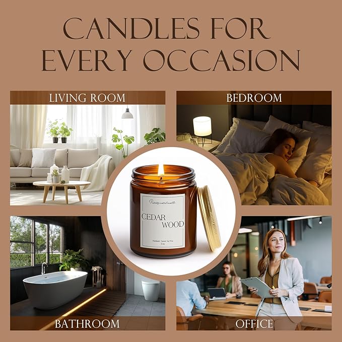 Cedar Wood Candles for Home Scented, Natural Soy Aromatherapy Non Toxic Candles - Image 6