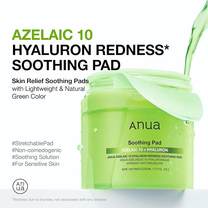ANUA Azelaic Acid 10 Hyaluronic Acid Soothing Toner Pads, Hydrating Facial Mask - Image 2
