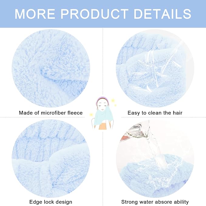 CIEHER 12 PCS Makeup Headband for Women Wrist Washband Scrunchies Cuffs for - Image 3