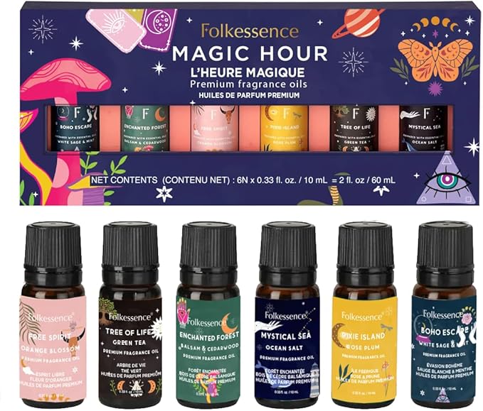 Folkulture Essential Oils Set for Diffuser | Set of 6 Fragrance Oils for by FOLKULTURE