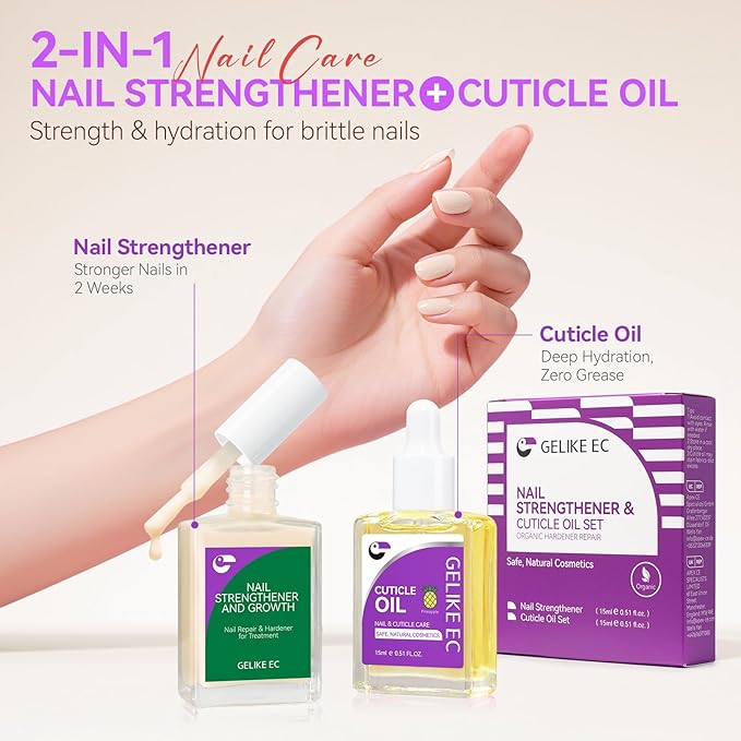 Gelike EC 2-in-1 Nail Rescue Kit: Apricot Nail Nail Growth Treatment & - Image 2