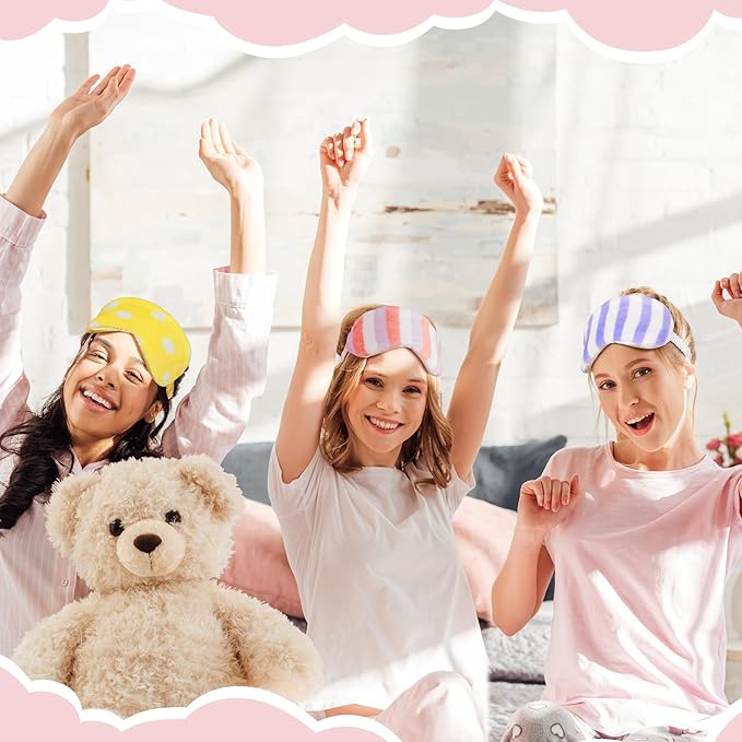 Xuhal 24 Pcs Spa Sleepover Party Favors Supplies Plush Headband and Eye Mask - Image 2
