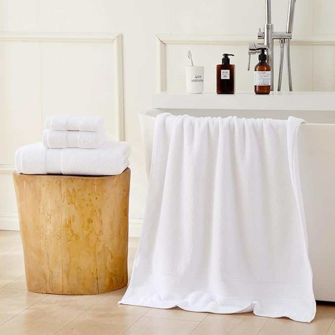 27x55 Bath Towels Set 100 Percent Cotton 650GSM Luxury Super Soft Absorbent - Image 2