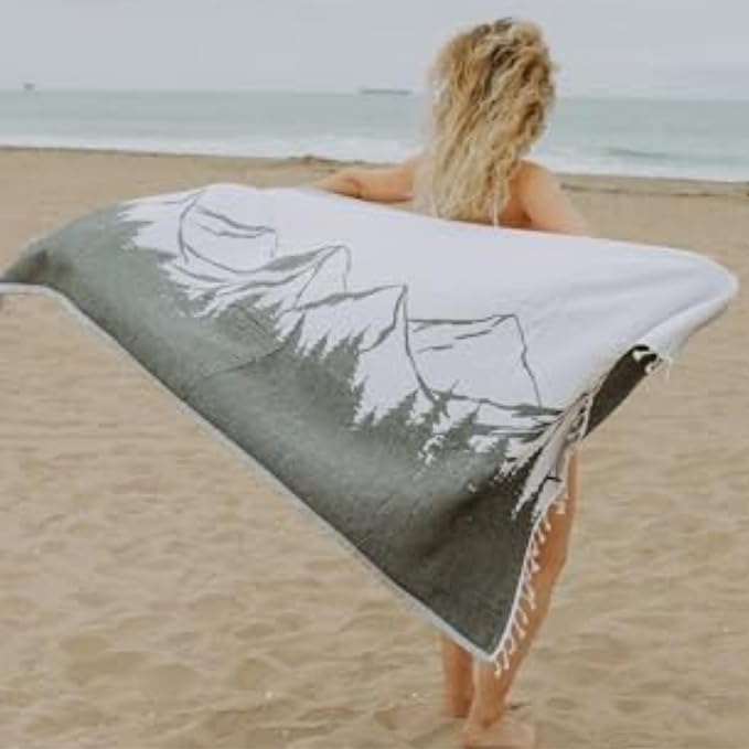 InfuseZen Turkish Towel with Mountain Landscape – 100% Organic Turkish Cotton - Image 6